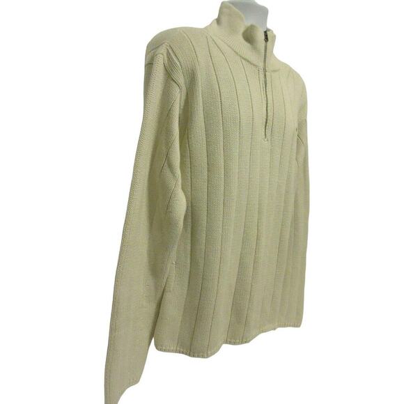 Vtg Polo Jeans Mens Large Ralph Lauren Cream Off White Cable Knit Sweater Y2K 90 - Picture 4 of 10